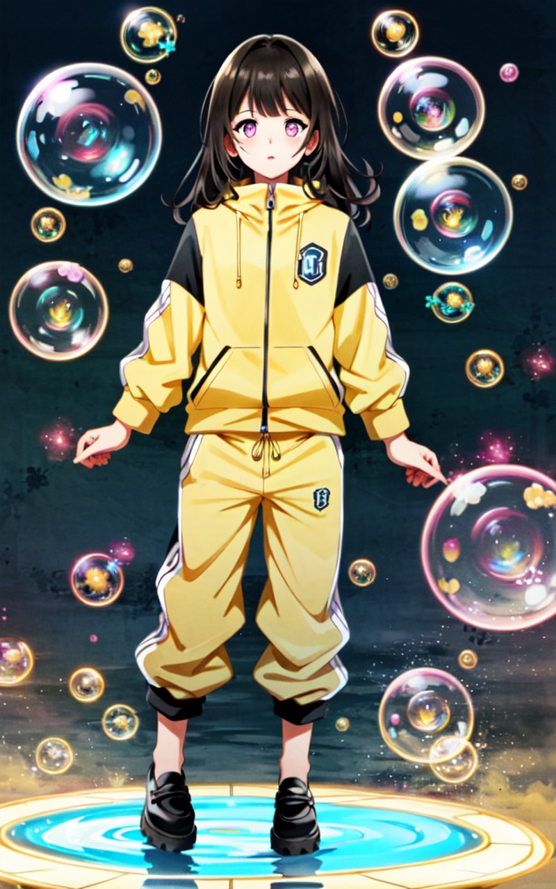 <lora:_bubbles:0.7:NIN> many bubbles reflection, +++ extremely quality, high detailed, anime coloring illustration game cg...